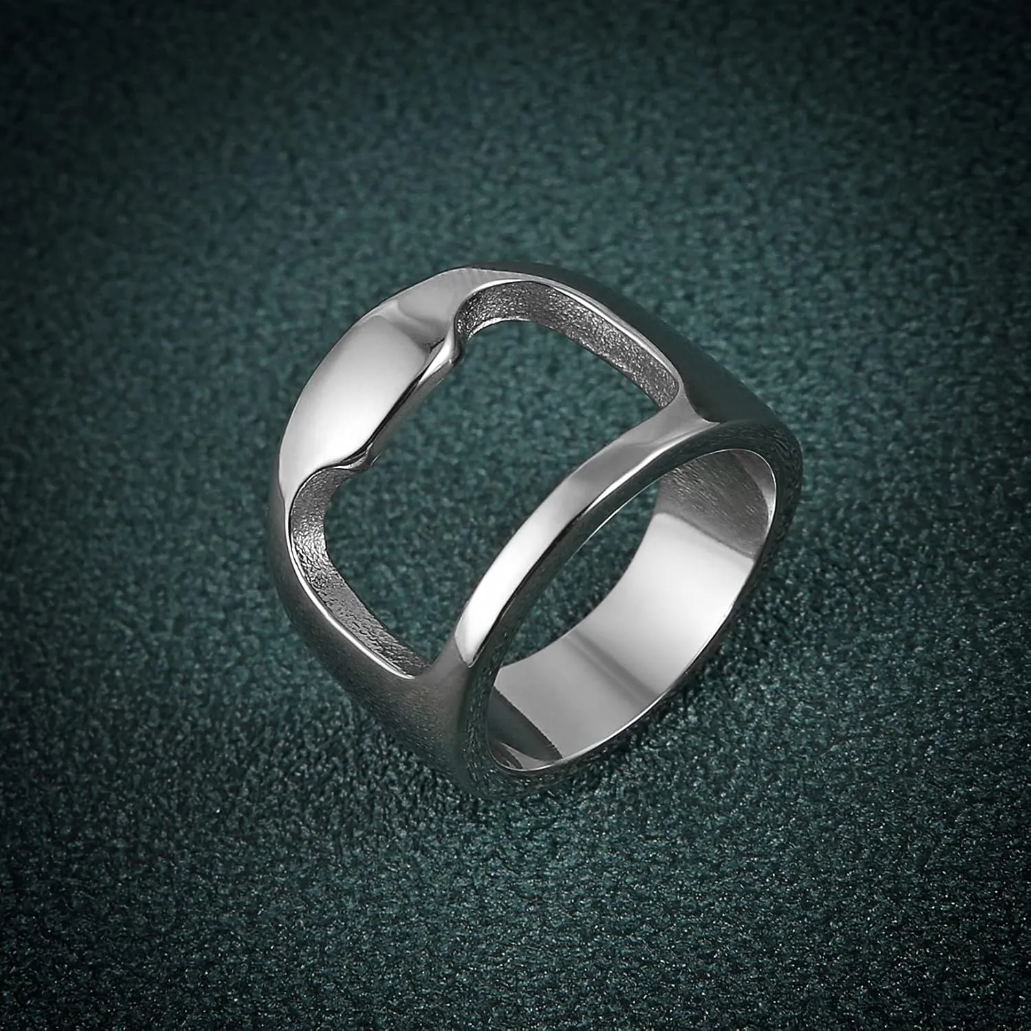 HZMAN Stainless Steel Polished Beer Bottle Opener Ring