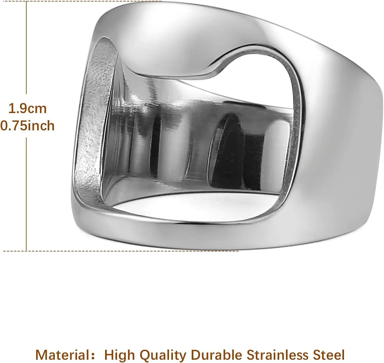 HZMAN Stainless Steel Polished Beer Bottle Opener Ring