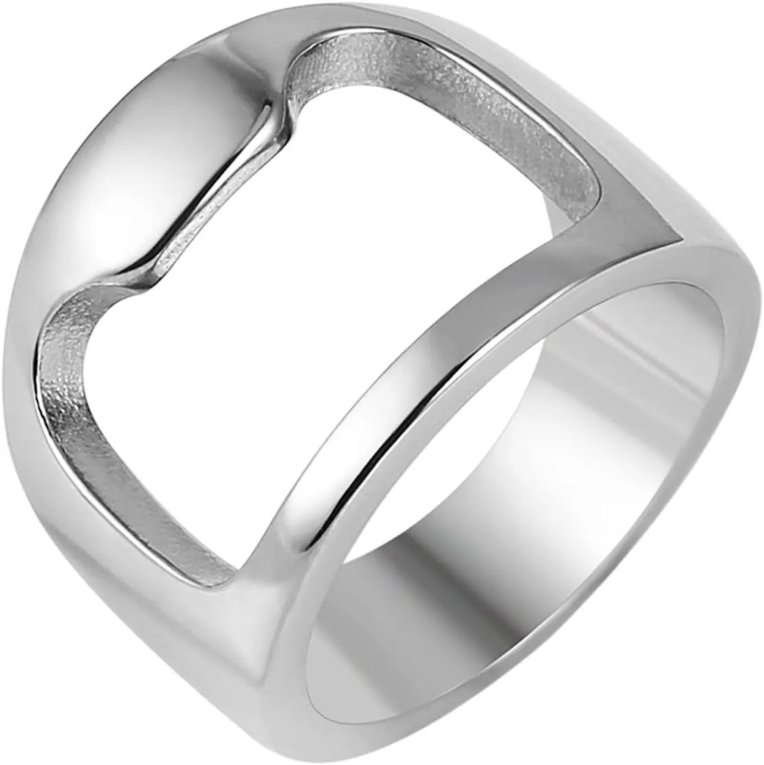 HZMAN Stainless Steel Polished Beer Bottle Opener Ring
