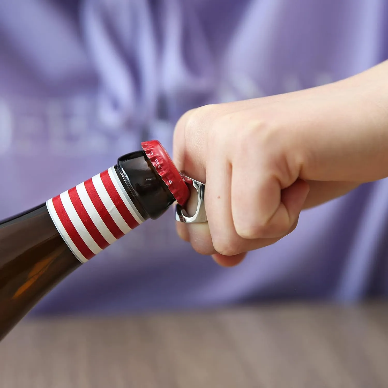 HZMAN Stainless Steel Polished Beer Bottle Opener Ring