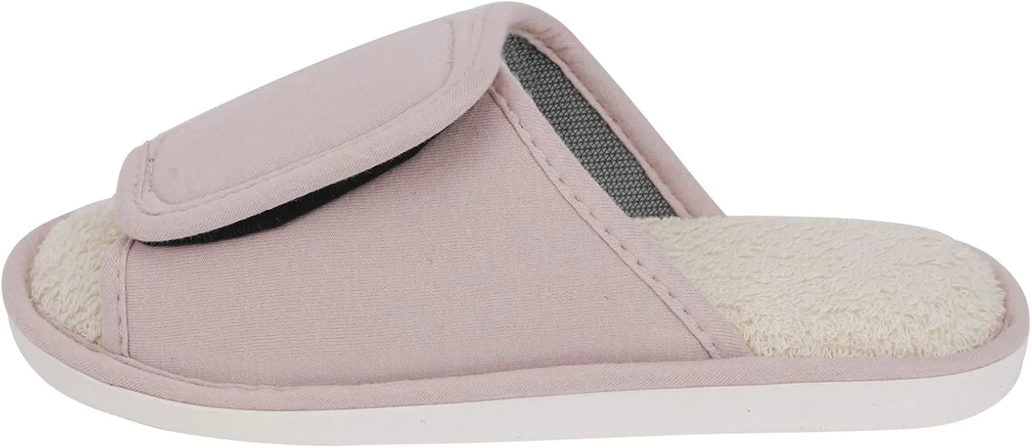 Indoor Non-Slip Adjustable Tearable Slide Slippers Open-Toe Terry Spa Slippers
