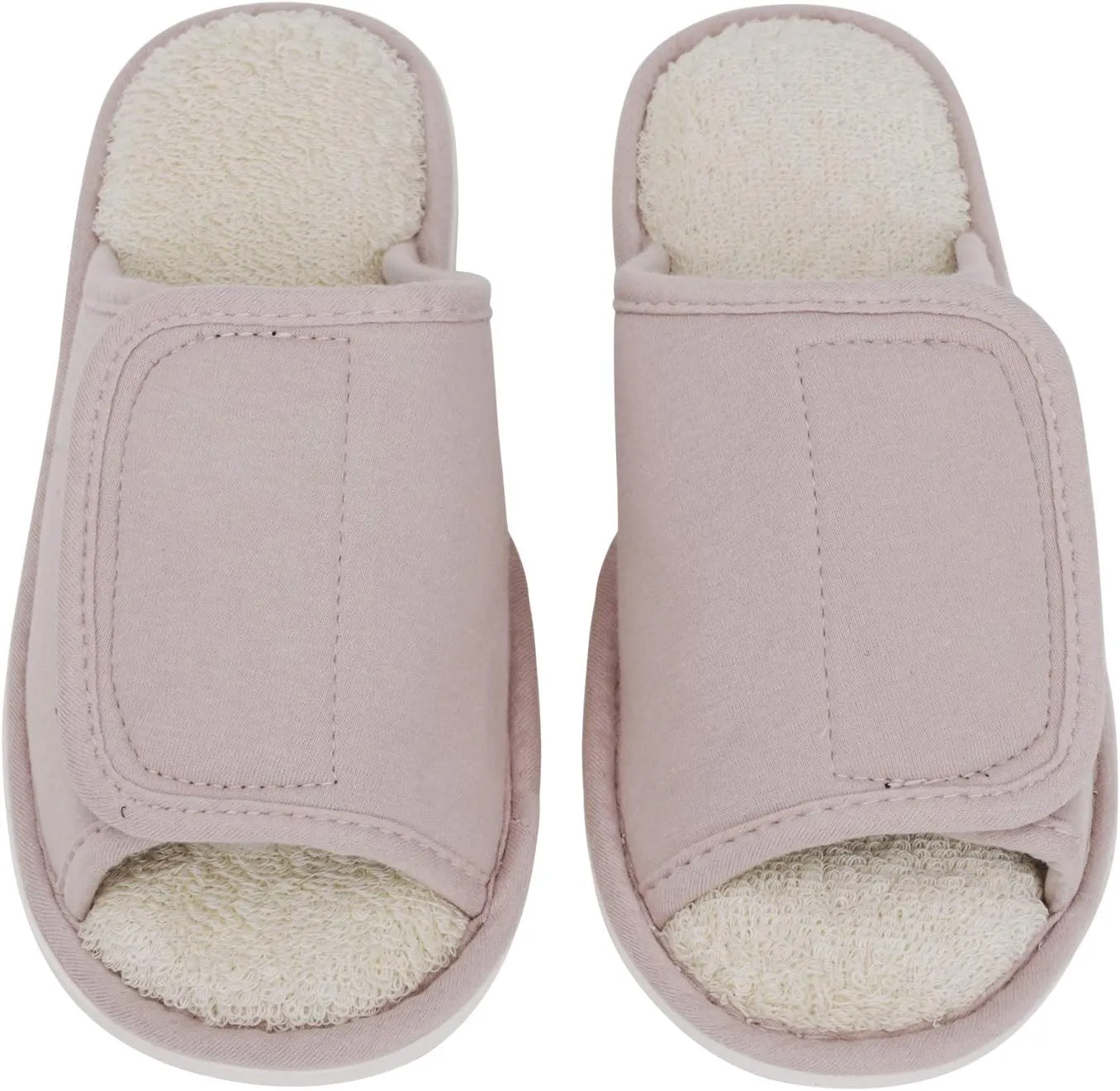 Indoor Non-Slip Adjustable Tearable Slide Slippers Open-Toe Terry Spa Slippers