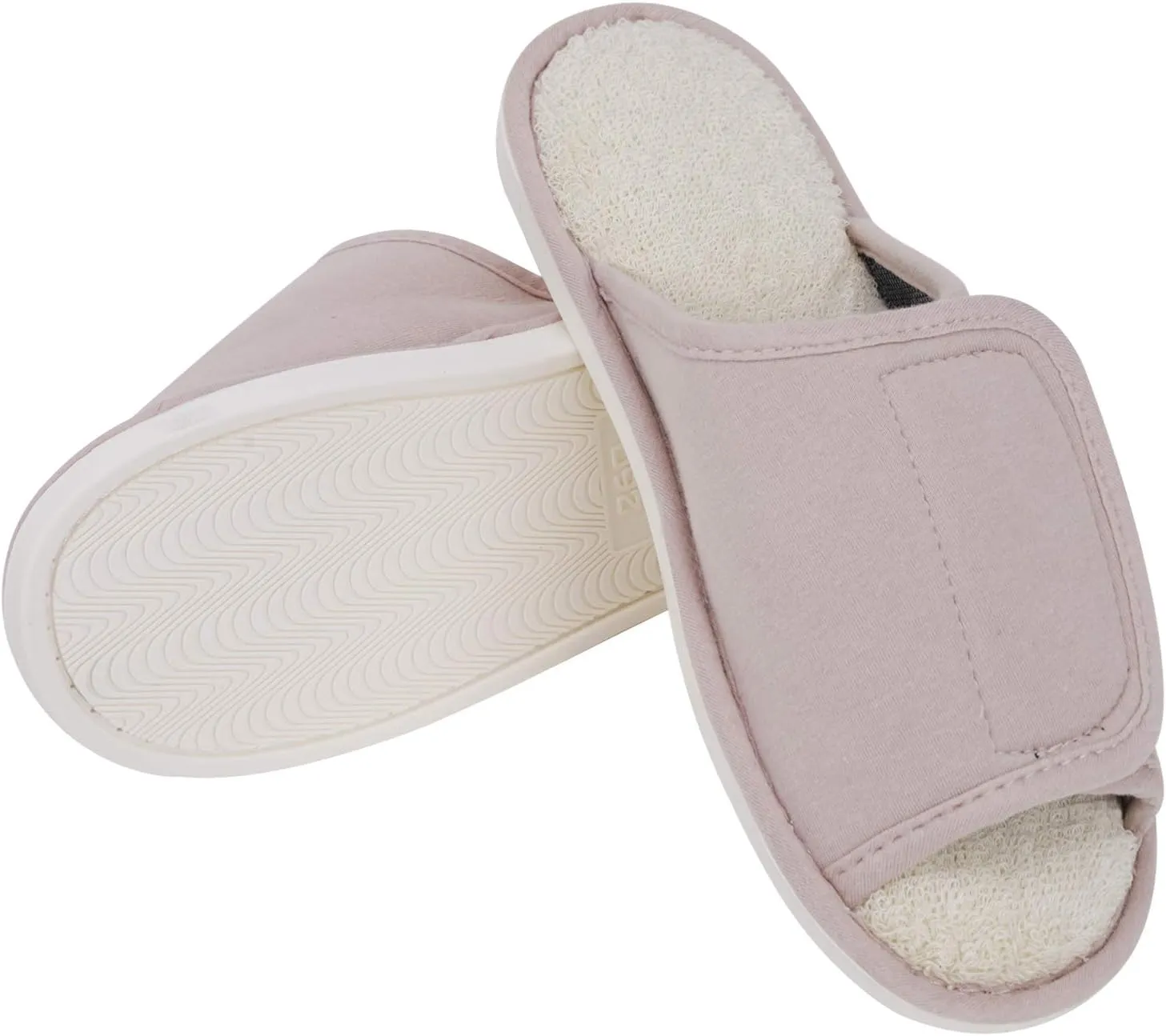 Indoor Non-Slip Adjustable Tearable Slide Slippers Open-Toe Terry Spa Slippers