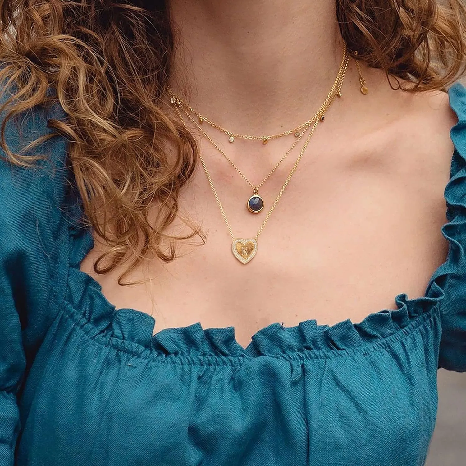 Initial Necklaces for Women, Delicate Heart Pendant 14K Gold Plated Dainty Personalized Letter Alphabet Necklace Cubic Zirconia Jewelry Gifts