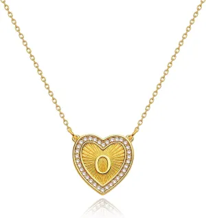 Initial Necklaces for Women, Delicate Heart Pendant 14K Gold Plated Dainty Personalized Letter Alphabet Necklace Cubic Zirconia Jewelry Gifts