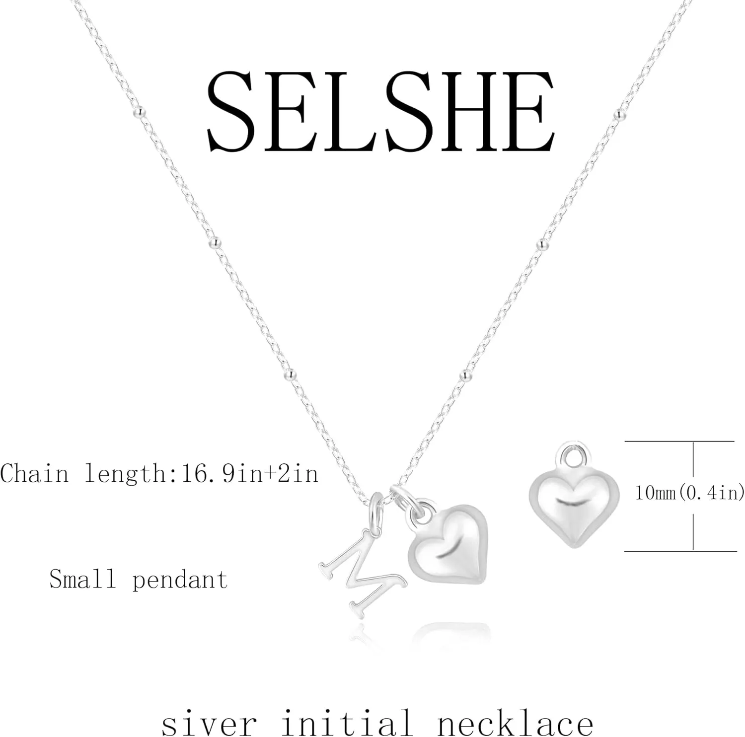 Initial Necklaces for Women,Cute Heart Letter Necklace Small Silver Necklace for Women Trendy Silver Jewelry