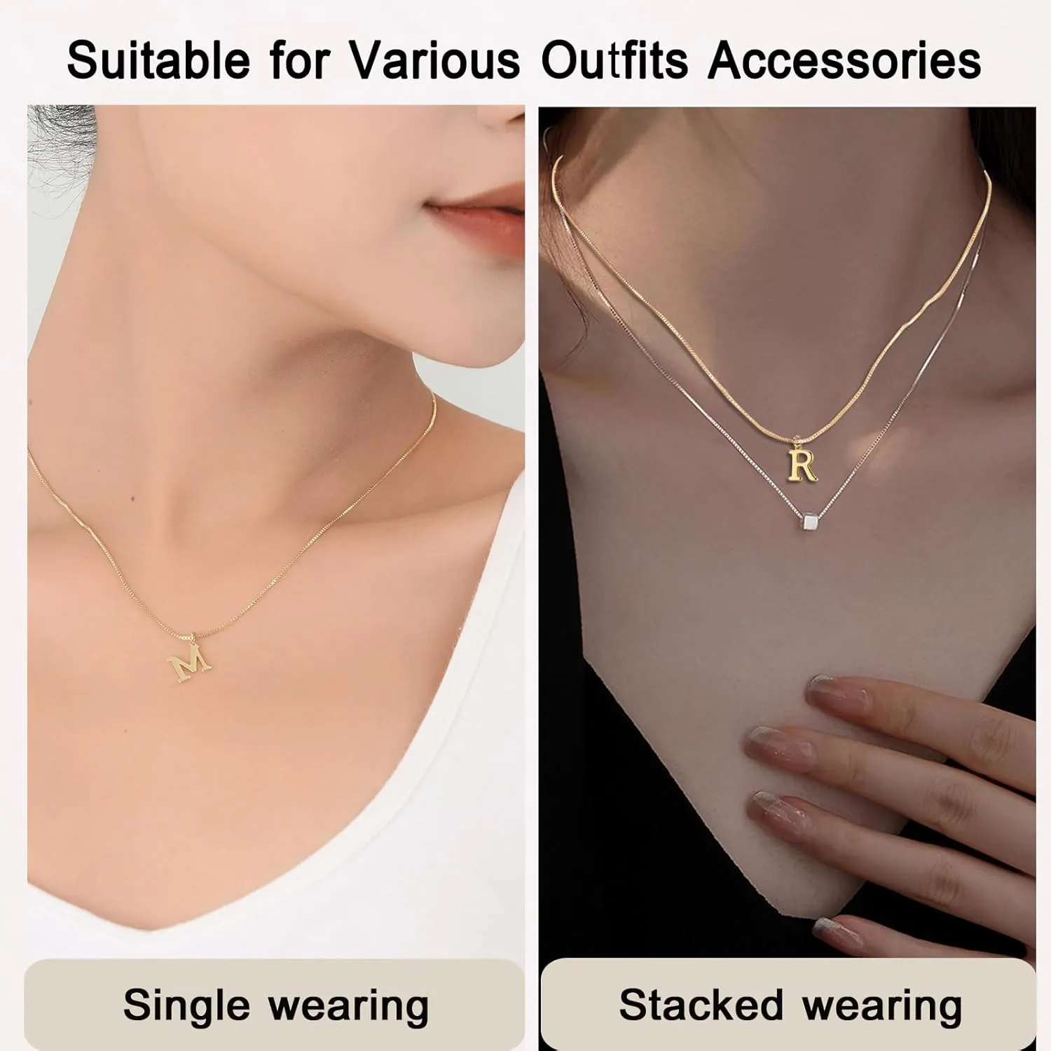 Initial Necklaces,Stylish Personalized Letter Necklace,Tiny A-Z Pendant Choker,Dainty Monogram Name Necklace for Women Jewelry Gift