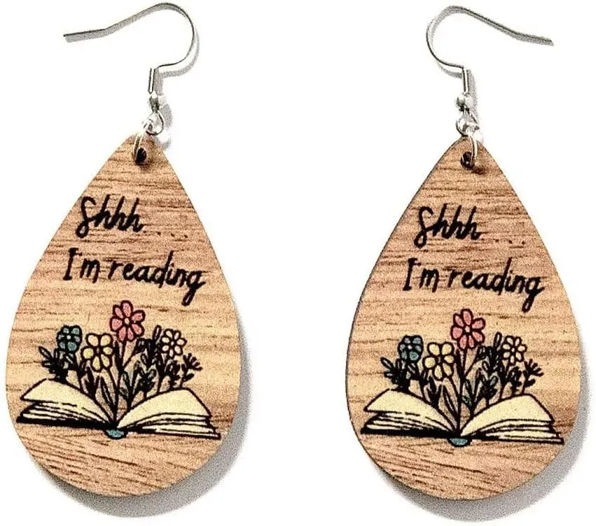 Irregular Wooden Bookshelf Drop Dangle Earrings Fun Book Club Book Lover Earrings Librarian Earrings Decorative Earrings Gift for Women Teacher