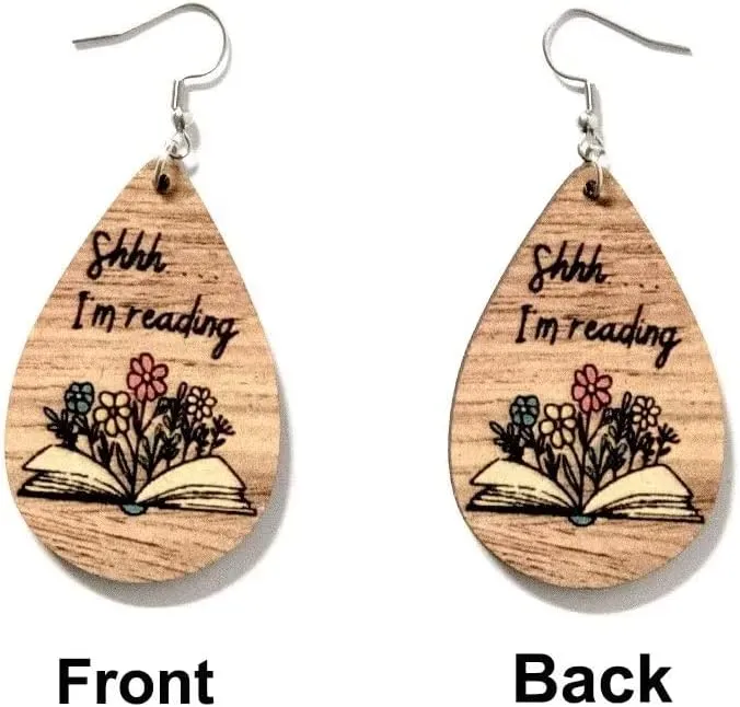 Irregular Wooden Bookshelf Drop Dangle Earrings Fun Book Club Book Lover Earrings Librarian Earrings Decorative Earrings Gift for Women Teacher