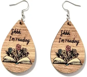 Irregular Wooden Bookshelf Drop Dangle Earrings Fun Book Club Book Lover Earrings Librarian Earrings Decorative Earrings Gift for Women Teacher