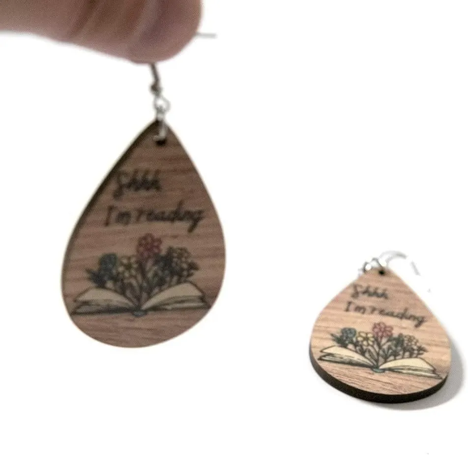 Irregular Wooden Bookshelf Drop Dangle Earrings Fun Book Club Book Lover Earrings Librarian Earrings Decorative Earrings Gift for Women Teacher