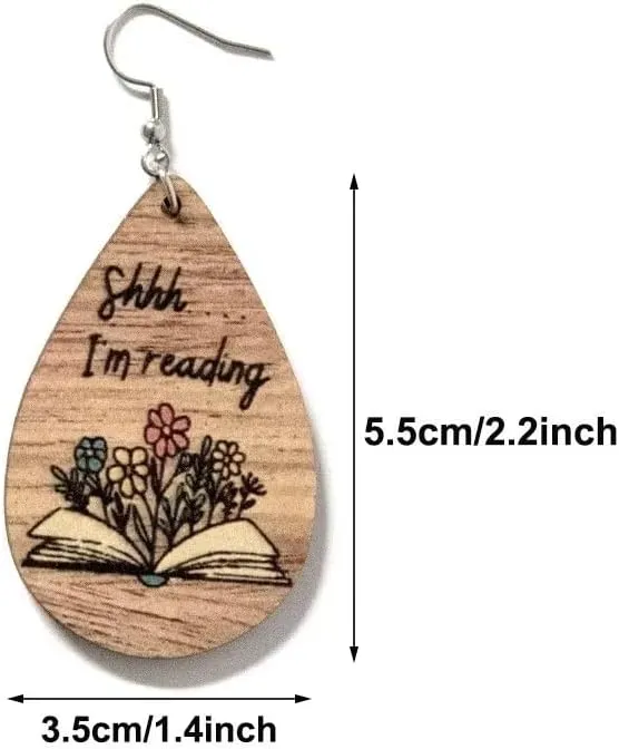 Irregular Wooden Bookshelf Drop Dangle Earrings Fun Book Club Book Lover Earrings Librarian Earrings Decorative Earrings Gift for Women Teacher