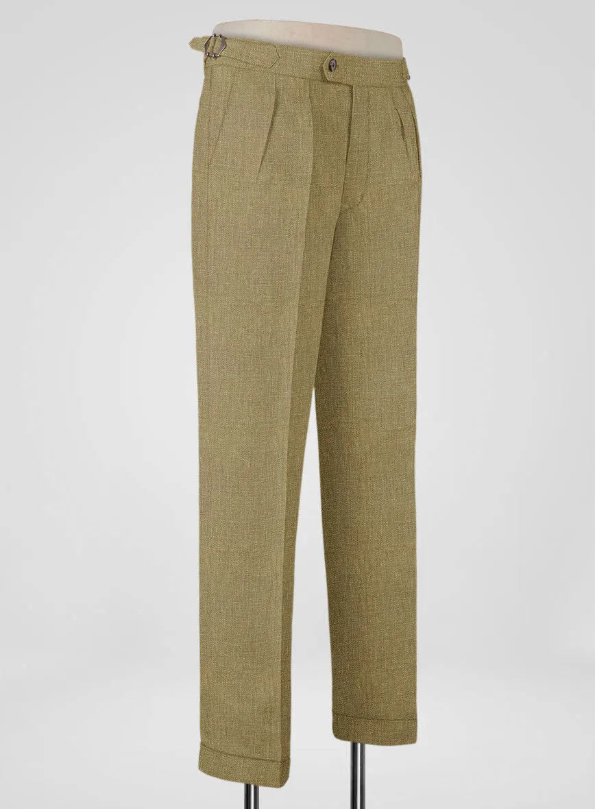 Italian Prato Tan Linen Highland Trousers