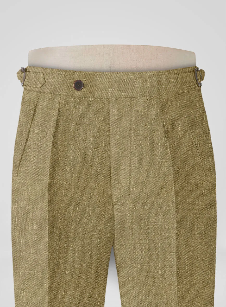 Italian Prato Tan Linen Highland Trousers