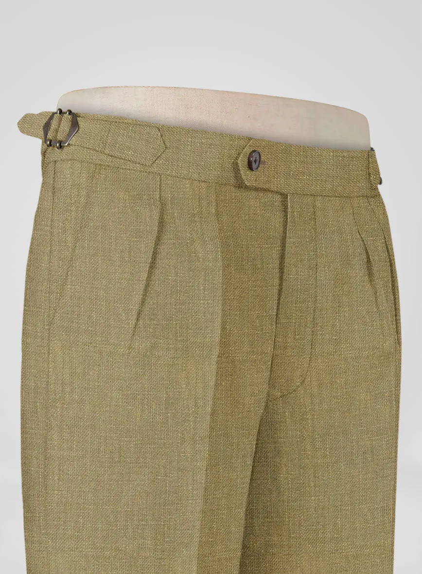Italian Prato Tan Linen Highland Trousers
