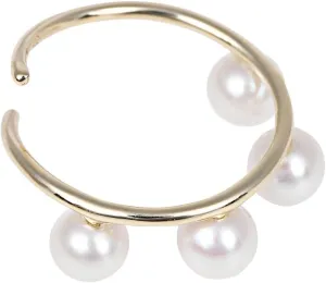 Japanese 4.0mm Akoya Cultured Pearl Ear Cuffs Earring for Women with 10K Yellow Gold | Stylish Design Excellent Gift | Pearl Earrings