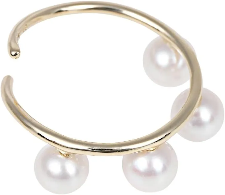 Japanese 4.0mm Akoya Cultured Pearl Ear Cuffs Earring for Women with 10K Yellow Gold | Stylish Design Excellent Gift | Pearl Earrings