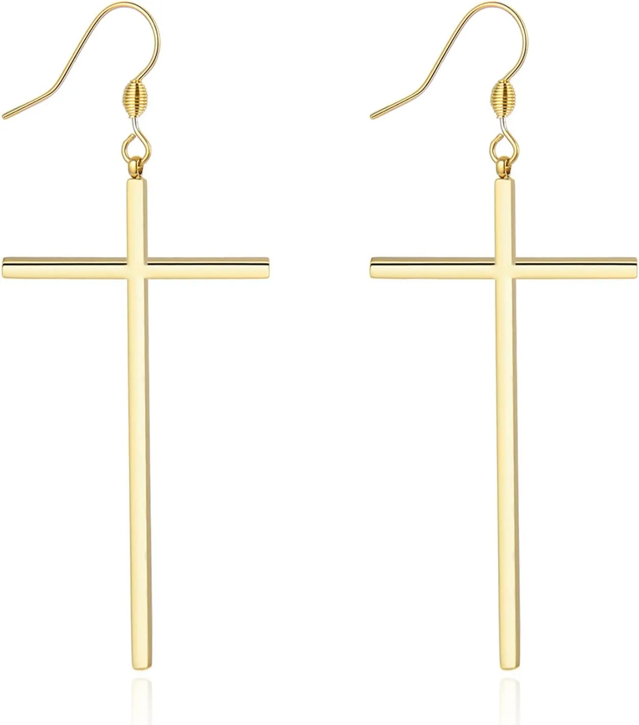 Jeka Hypoallergenic Stainless Steel Cross Earrings Long Dangle Minimalist Jewelry for Women Girls Family Friends Gifts