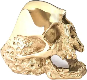 Jewelry Men's Stainless Steel Gold Tone Gothic Skull Rings, Domineering, Biker, High Polished