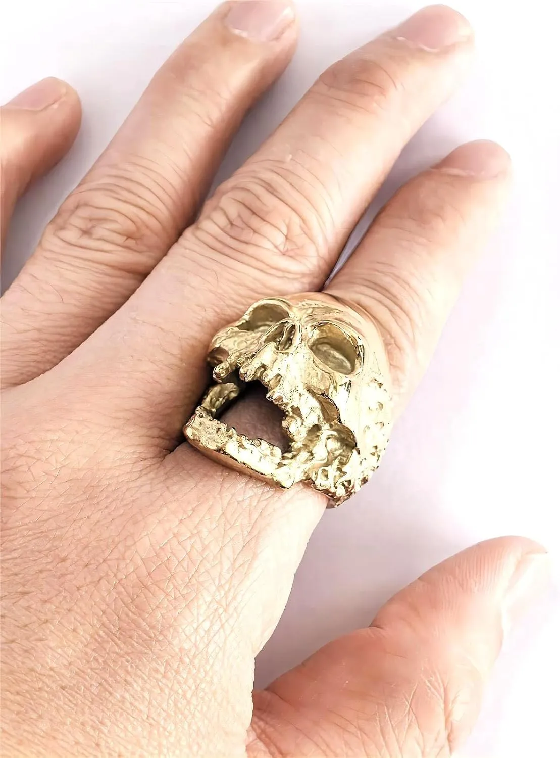 Jewelry Men's Stainless Steel Gold Tone Gothic Skull Rings, Domineering, Biker, High Polished