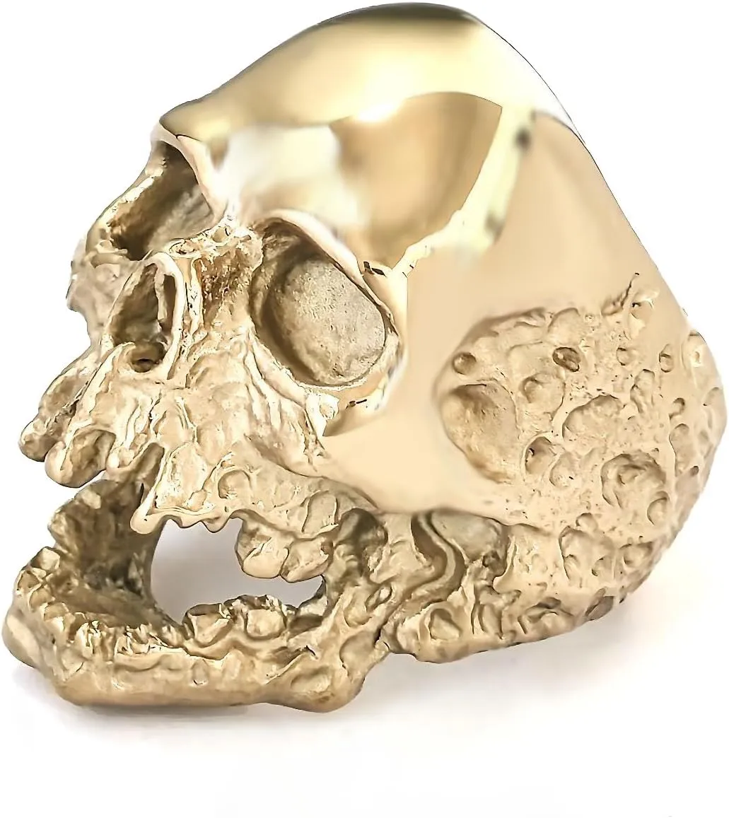 Jewelry Men's Stainless Steel Gold Tone Gothic Skull Rings, Domineering, Biker, High Polished
