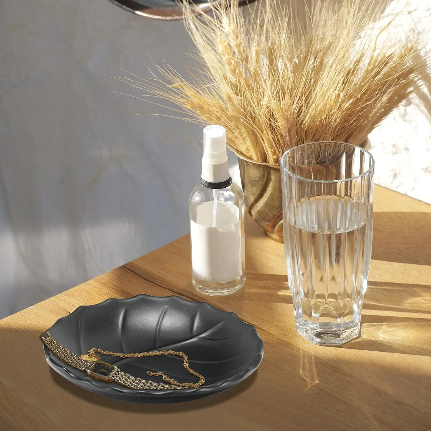 Jewelry Tray, Black Leaf Style, Jewelry Storage, Key Dish, Dresser Decor, 21.5cm(8.4in) x11.5cm(4.5in)x 4cm(1.6in)