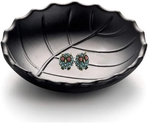 Jewelry Tray, Black Leaf Style, Jewelry Storage, Key Dish, Dresser Decor, 21.5cm(8.4in) x11.5cm(4.5in)x 4cm(1.6in)