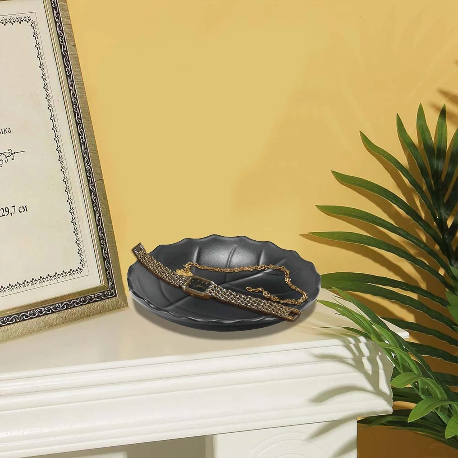 Jewelry Tray, Black Leaf Style, Jewelry Storage, Key Dish, Dresser Decor, 21.5cm(8.4in) x11.5cm(4.5in)x 4cm(1.6in)