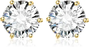 JewelryPalace Round Cut 2-6ct Cubic Zirconia Solitaire Stud Earrings for Women, 925 Sterling Silver 14k White Yellow Rose Gold Plated Earrings for Her, Classic Simulated Diamond Earrings Jewelry Sets