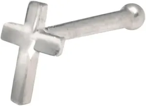 JewelryWeb - 14k Real Gold Beveled Cross Nose Stud - 20g nose ring - nose piercings - nose rings studs - hypoallergenic nose studs