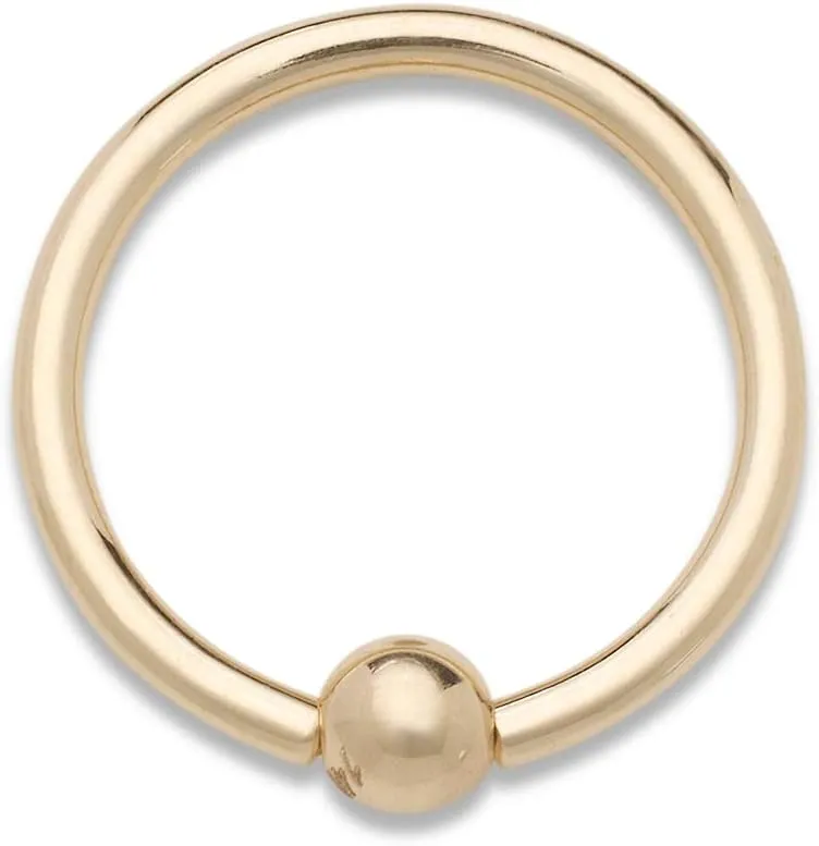 JewelryWeb Solid 14k Yellow or White Gold 16G Small 2mm Bead Hoop Lip Eyebrow Cartilage Tragus Nose Ring