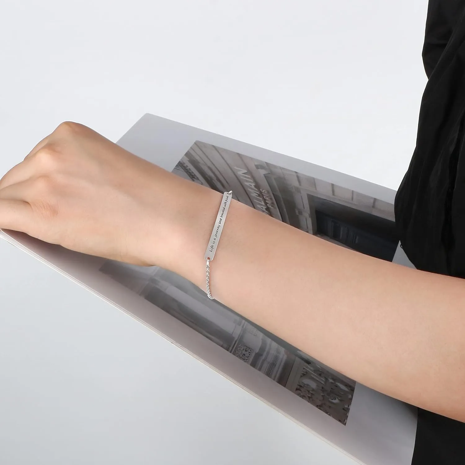 JoycuFF Personalized Gifts for Women Motivational Friendship Bracelets Inspire Mantra Message Engraved