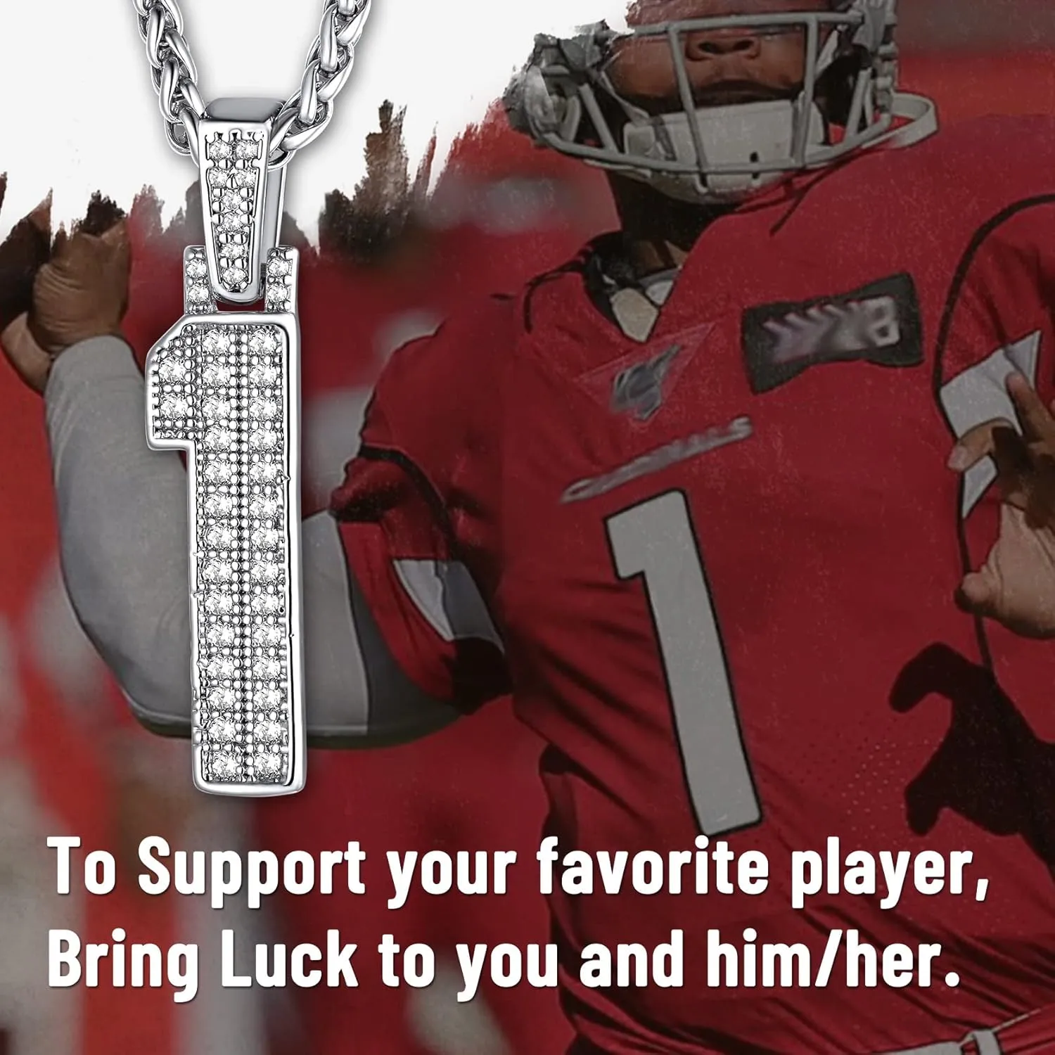 KeyStyle Number Necklaces For Men, Bling Numbers Chain Necklace Hip Hop Simulated Diamond Pendant with Tennis Chain Spiga Chains