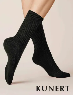 Kunert Knitted Diagonal Woolen Sock Black 236410