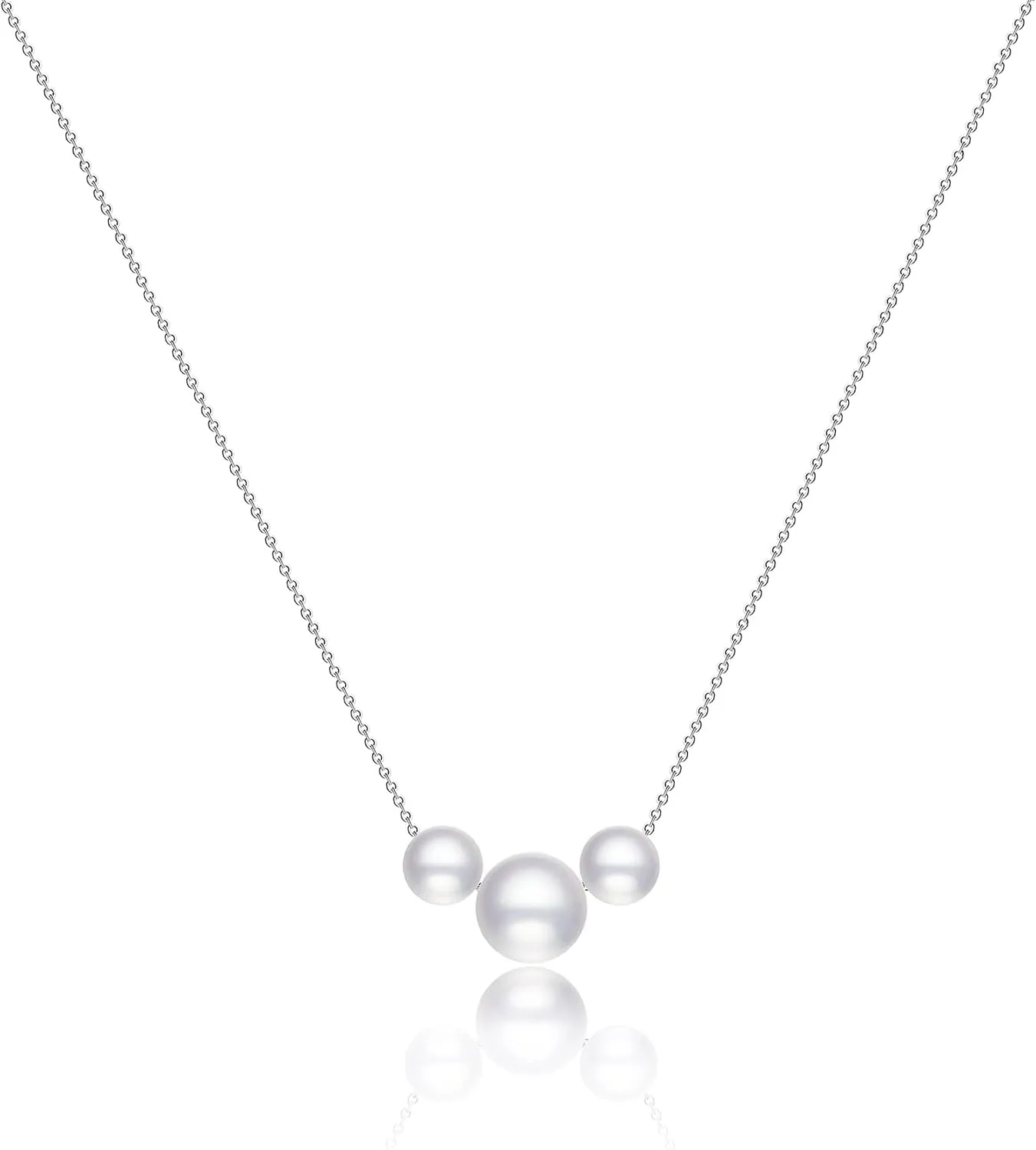 Kyerlyn Dainty Pearl Pendant Necklaces for Women 14K Gold Plated Handmade Layered Pearl Chain Necklace Delicate Layered Pearl Necklace Everyday Jewelry Gift