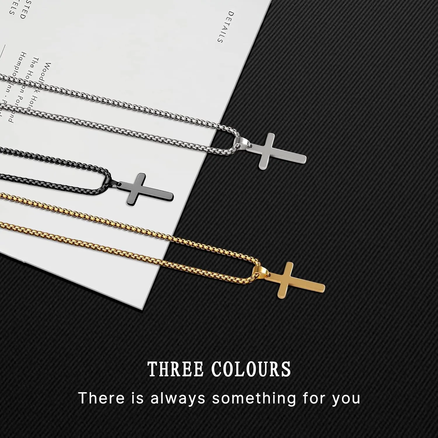 LABNNA Cross Necklace For Men,Steel Titanium Christian Cross Pendant Necklaces For Men Pendant Chain Gold Silver Cross Necklace,Religious Jewelry Gifts