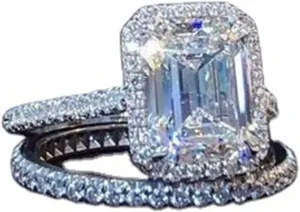 Ladies Rings for Women Luxury Diamond Bride Ring Engagement Wedding Ring Prong Setting Zircon Rings Jewelry