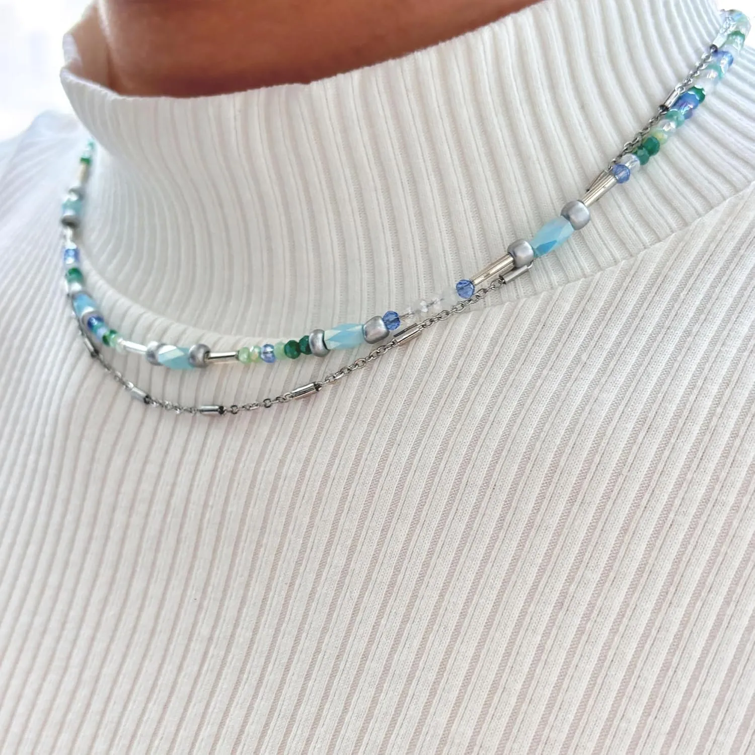 Layered Necklaces for Women Colorful Boho Necklace Beaded & Chain Choker Necklace Jewelry for Women
