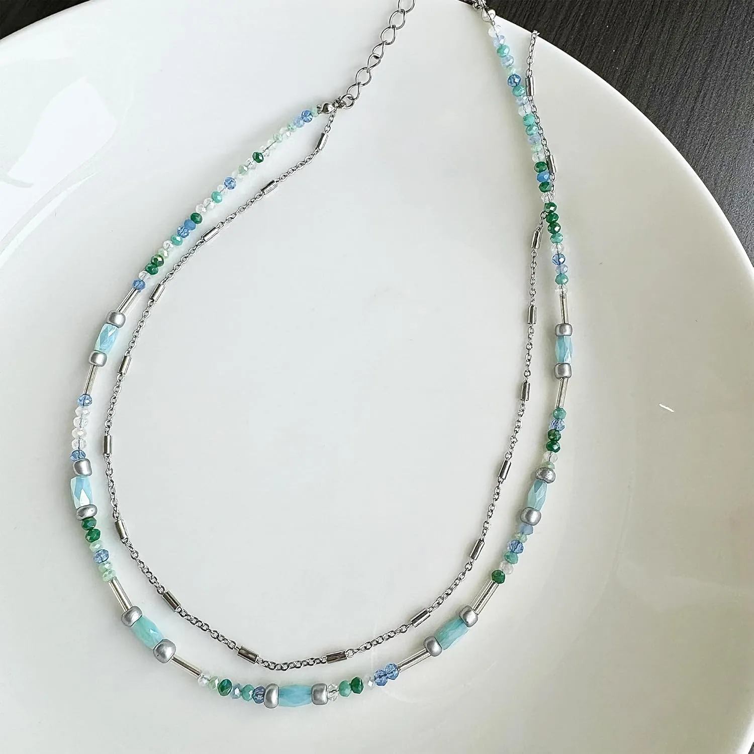 Layered Necklaces for Women Colorful Boho Necklace Beaded & Chain Choker Necklace Jewelry for Women
