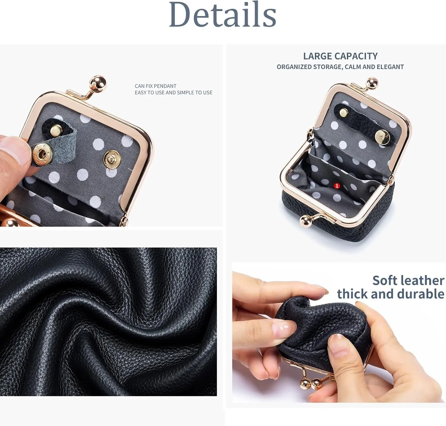 Leather Mini jewelry box, portable vintage leather coin Purse Jewelry box with kiss lock, Mini travel ring box for earrings/rings/necklaces/bracelets