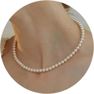 LecAit Pearl Necklace for Women,6MM Dainty Round Imitation Pearl Choker Necklace Wedding Pearl Necklace Delicate Jewelry for Women Simple Bridesmaid Jewelry Gifts