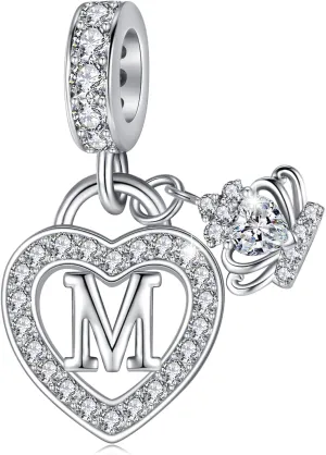 Letter Charms for Charms Bracelet: Silver Heart Alphabet Initial Dangle Charms Bead for Bracelets and Necklaces, Birthday Mother's Day Christmas Jewelry Gifts For Women