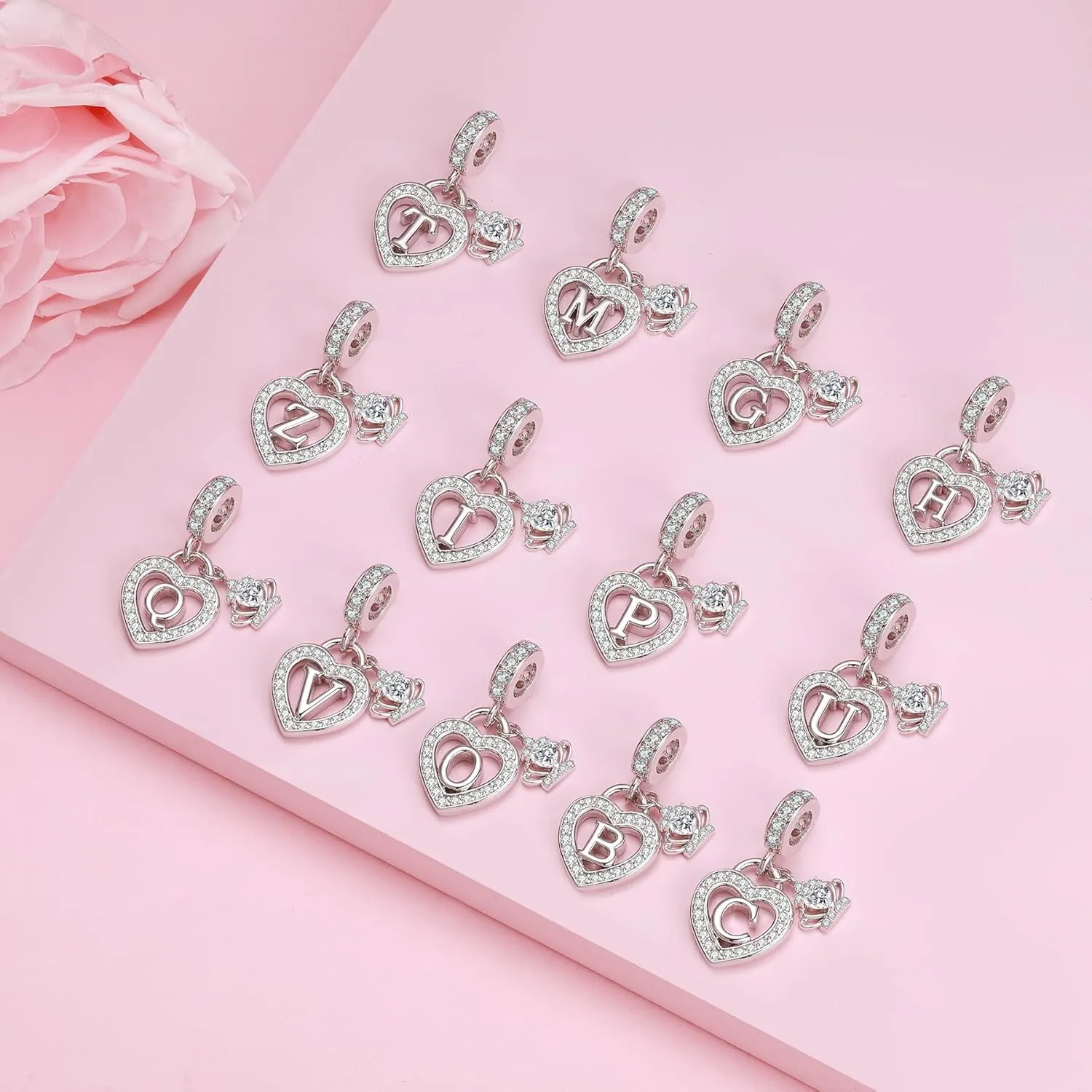 Letter Charms for Charms Bracelet: Silver Heart Alphabet Initial Dangle Charms Bead for Bracelets and Necklaces, Birthday Mother's Day Christmas Jewelry Gifts For Women