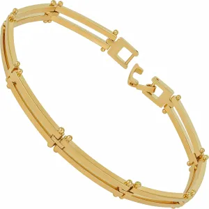 LIFETIME JEWELRY Polished Bar Link Bracelets for Women and Men 24k Real Gold Plated