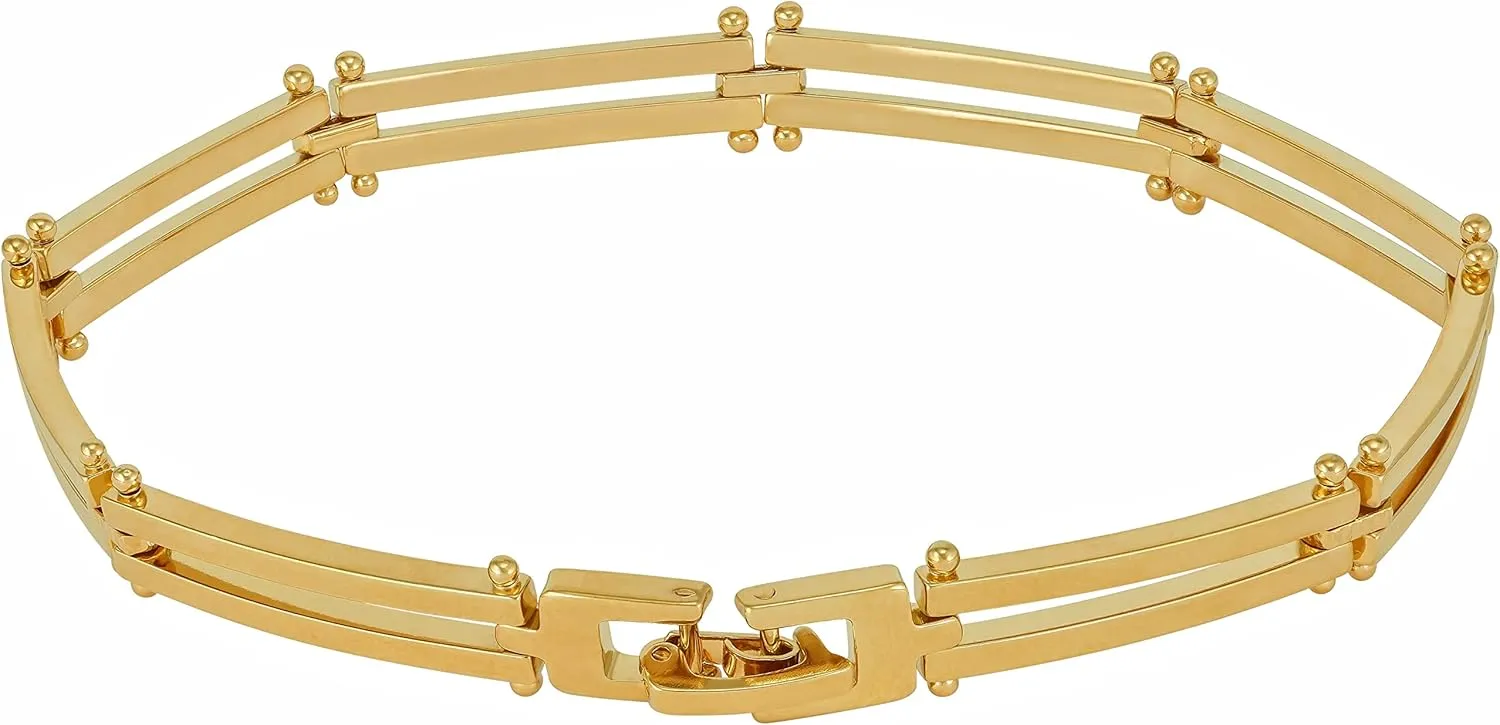 LIFETIME JEWELRY Polished Bar Link Bracelets for Women and Men 24k Real Gold Plated