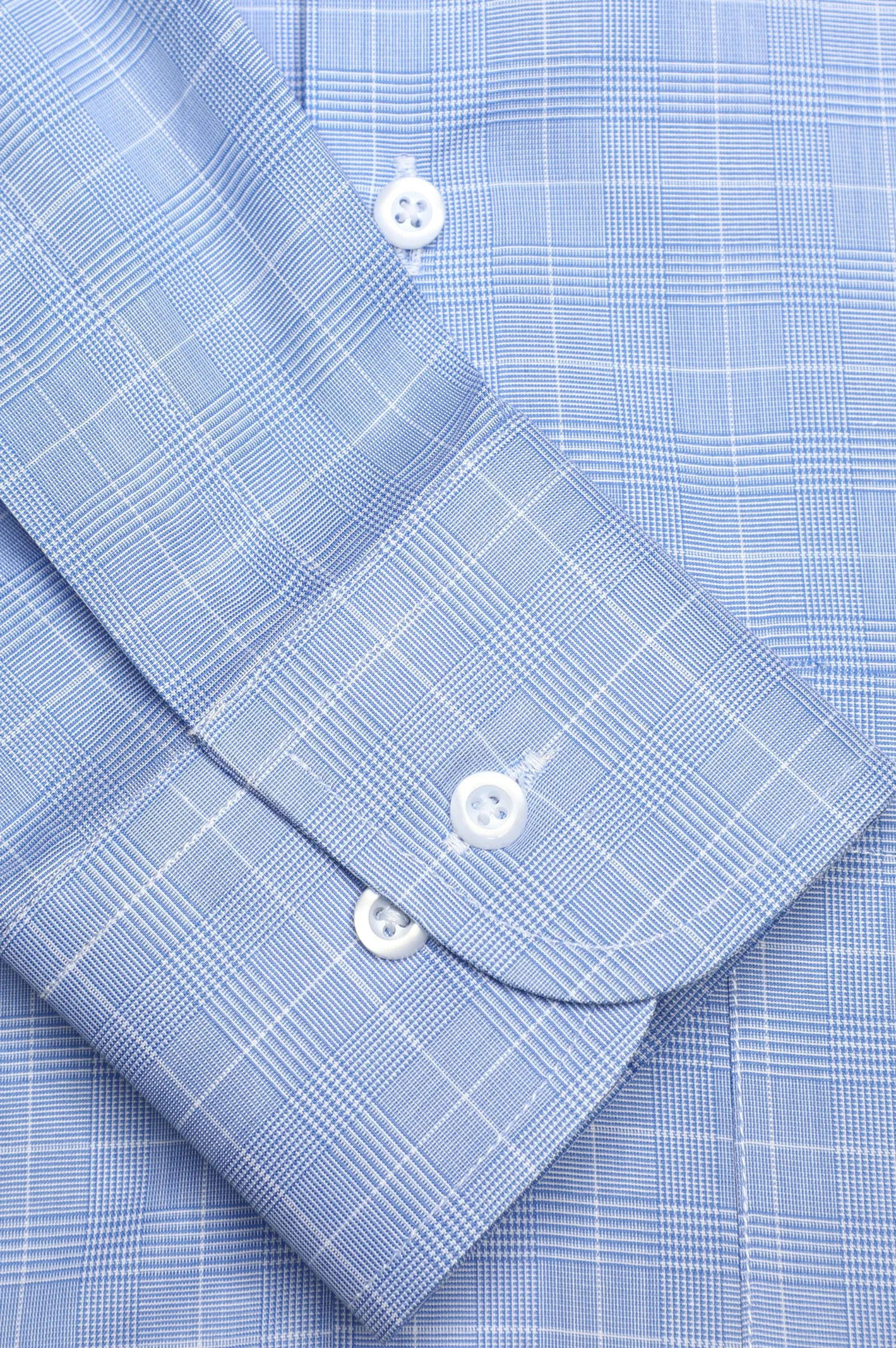 Light Blue Glen Plaid Check Formal Autograph Shirt