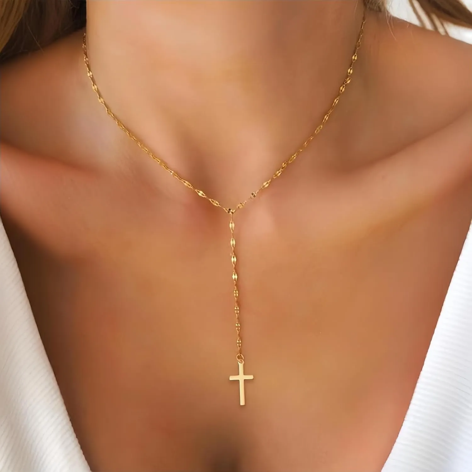 Long gold necklaces for women, Gold lariat necklace, Long chain necklace for women