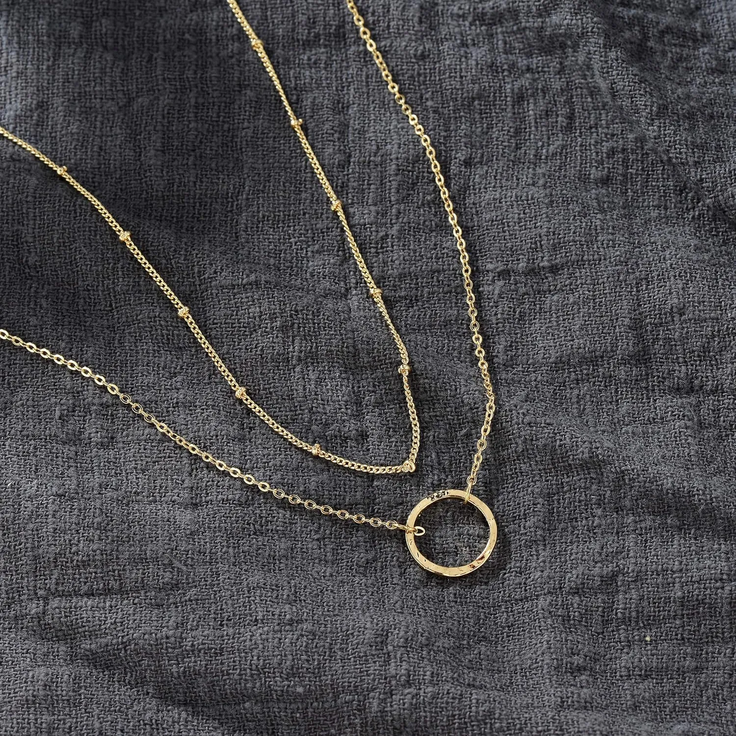 LOYATA Gold Layered Choker Necklace 14K Gold Plated Bar Coin Charm Pendant Neckalce Delicate Multilayer Choker Necklaces for Women