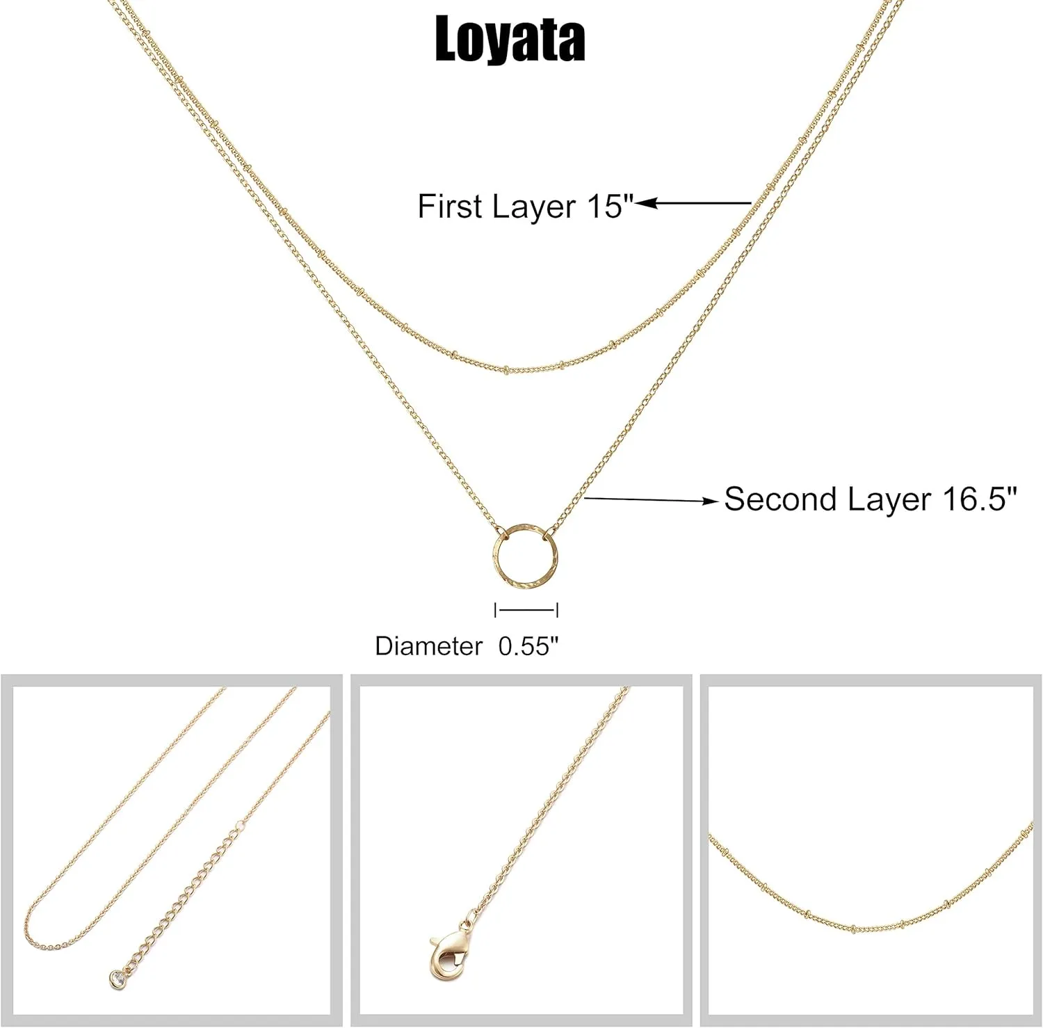 LOYATA Gold Layered Choker Necklace 14K Gold Plated Bar Coin Charm Pendant Neckalce Delicate Multilayer Choker Necklaces for Women