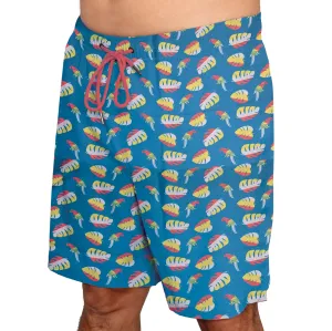 M-CRN09 - Wholesale Men's "Multicolored Palm" Print Swim Trunk